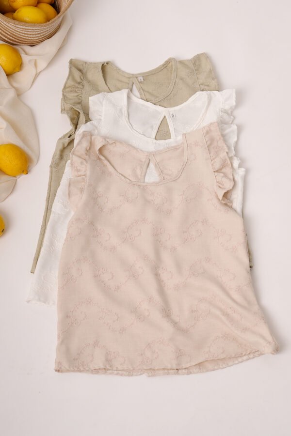 Musculosa con gota tela lino twill broderie "MANCHEBO"