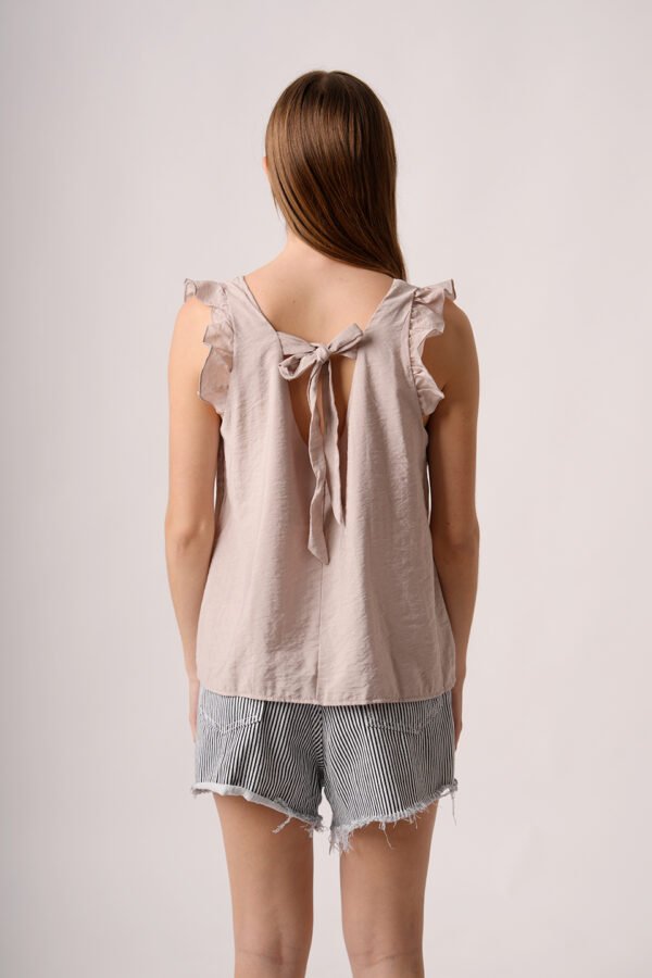 Musculosa cey premium liso para atar atras manga volado «GELA»