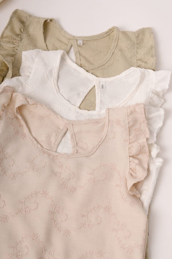 Musculosa con gota tela lino twill broderie "MANCHEBO"
