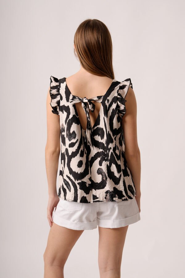 Musculosa cey premium estampado para atar atras manga volado «POL»