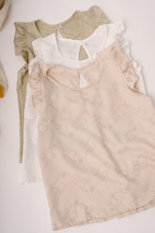 Musculosa con gota tela lino twill broderie "MANCHEBO"