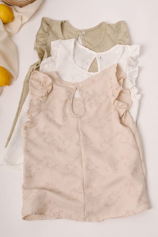 Musculosa con gota tela lino twill broderie "MANCHEBO"