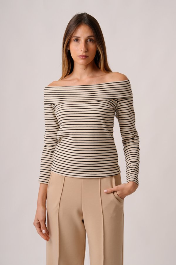 Remera lanilla ribb rayado manga larga "ANTONELLA"