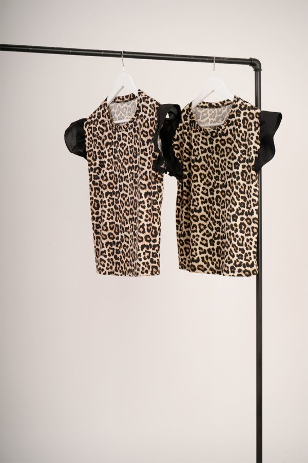 Musculosa merlina animal print mangas poplin "BIROS"