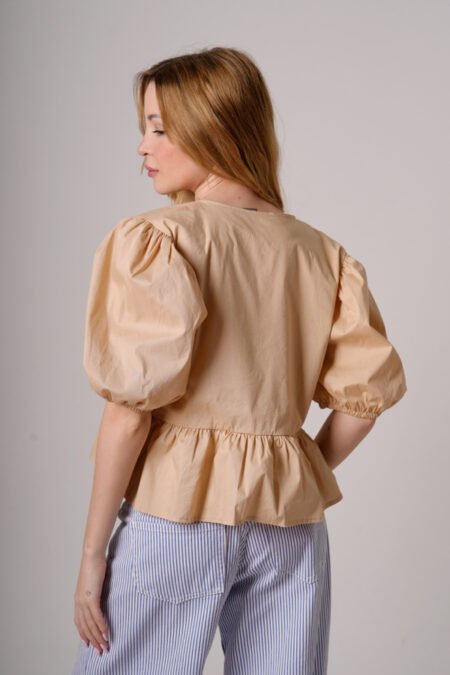Blusa poplin con volado y 3 moños "BLONDE" - Imagen 4