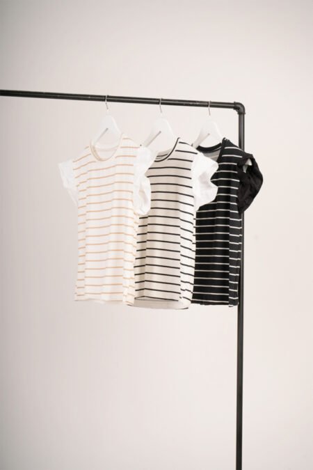 Musculosa modal rayado grueso mangas poplin "BLOSS" - Imagen 2