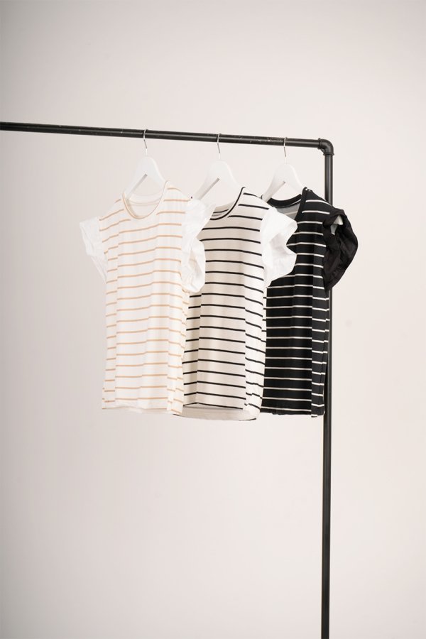 Musculosa modal rayado grueso mangas poplin "BLOSS"