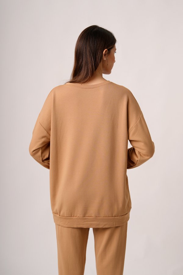 Maxibuzo rustico frizado cuello redondo "CORNELIA"
