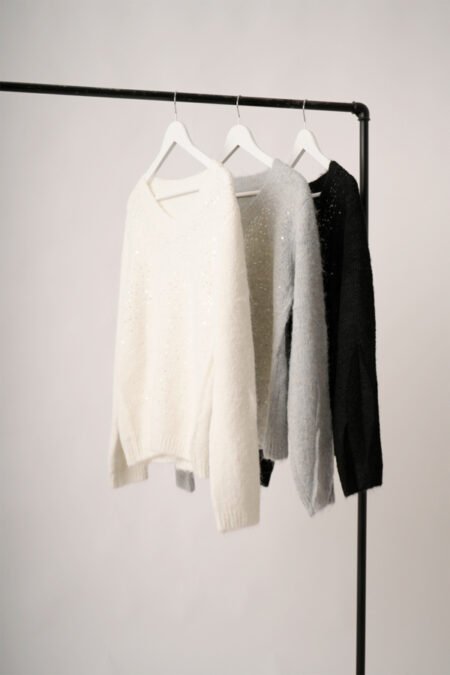 Sweater con lentejuelas delantero cuello v "DIANA" - Imagen 2