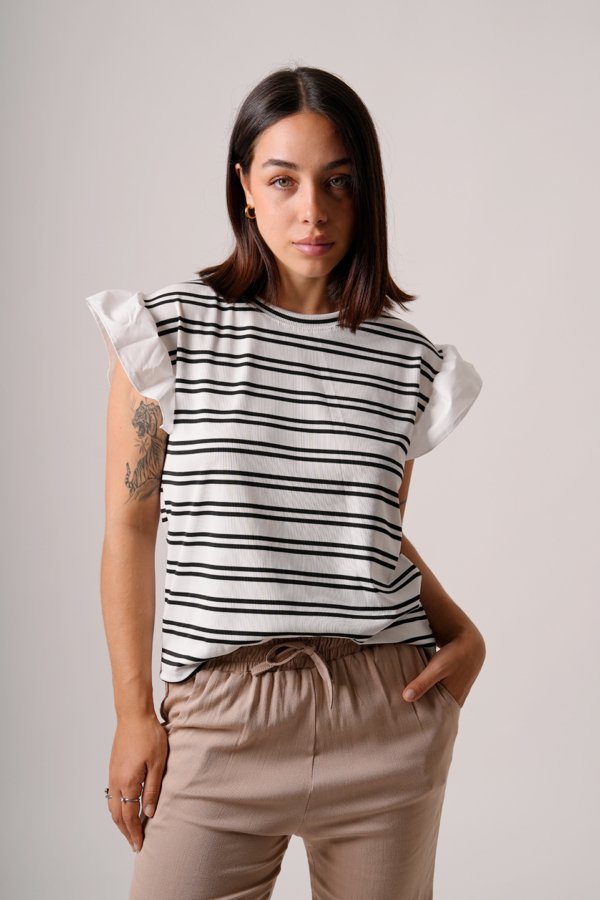 Musculosa merlina raya doble mangas poplin "DOTA"