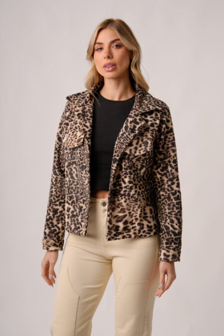 Saco corto paño animal print "DROP"