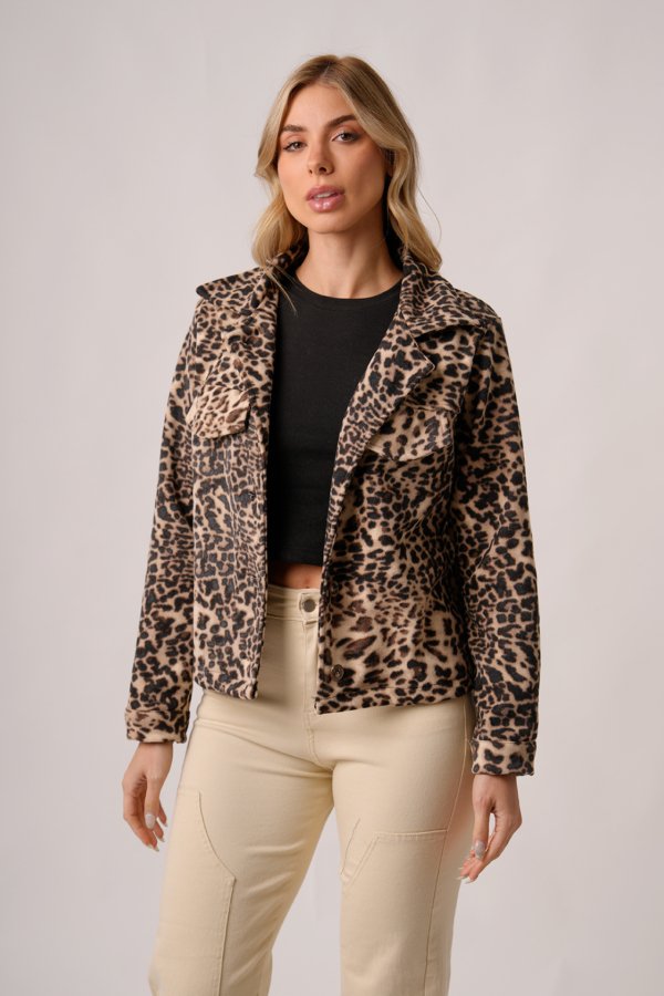 Saco corto paño animal print "DROP"