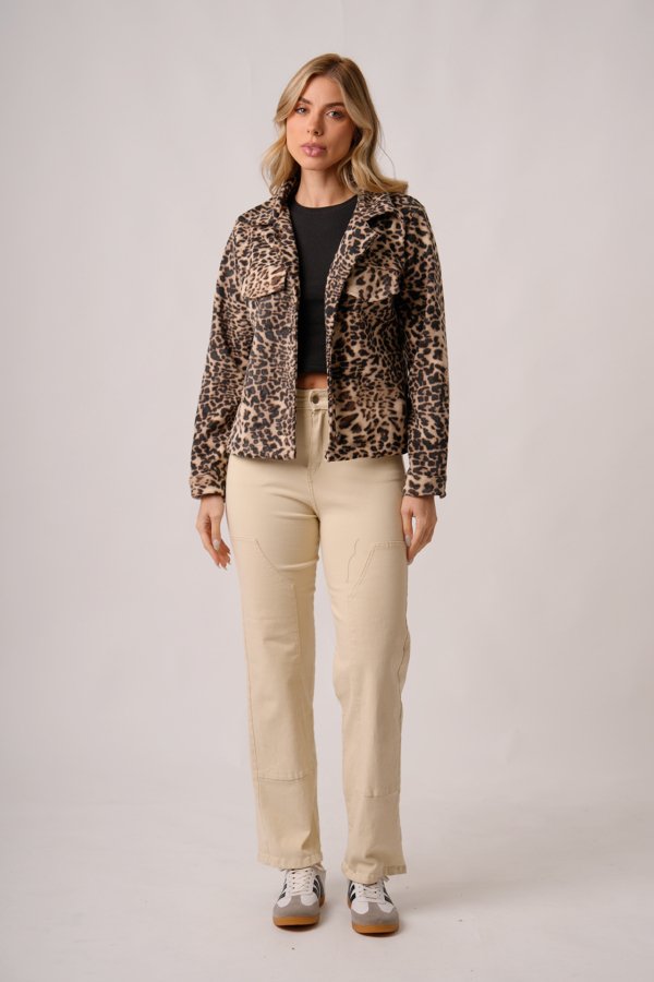 Saco corto paño animal print "DROP"