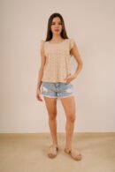 Musculosa broderie punto tela flor grande "ELINA"