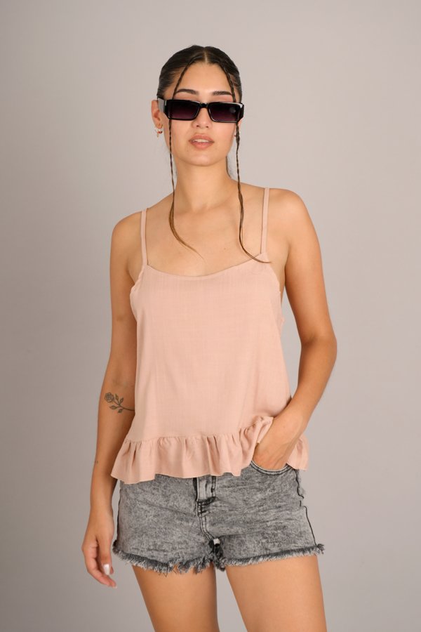 Musculosa lino tiritas volados abajo "GARDENIAL"
