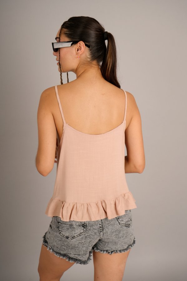 Musculosa lino tiritas volados abajo "GARDENIAL"