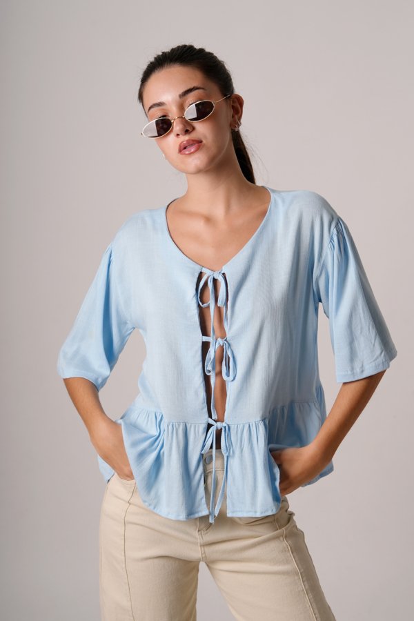 Blusa lino 3 moños "GIANA"
