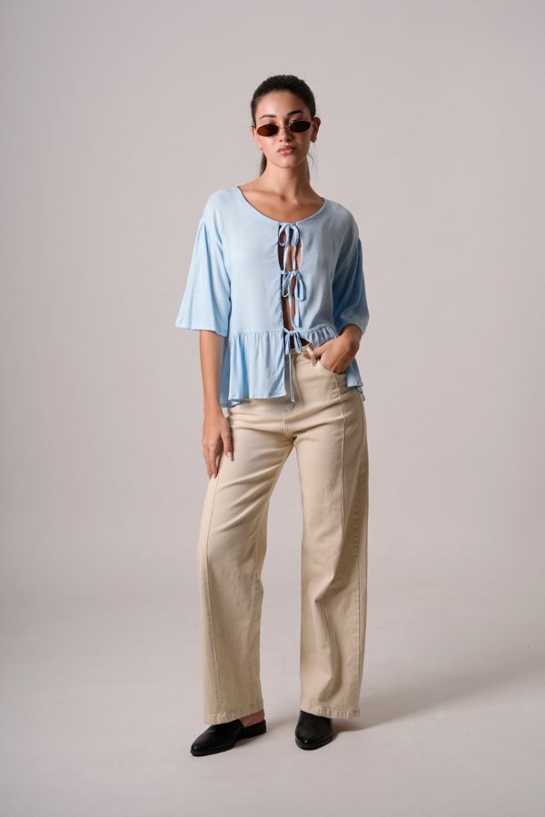 Blusa lino 3 moños "GIANA"