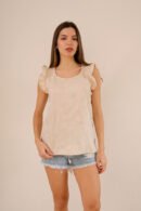 Musculosa con gota tela lino twill broderie "ITALY"