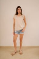 Musculosa con gota tela lino twill broderie "ITALY"