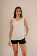 Musculosa con gota tela lino twill broderie "KALIA"