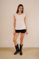 Musculosa con gota tela lino twill broderie "KALIA"