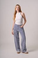 Wide leg gabardina rigida rayada "MACIEL"