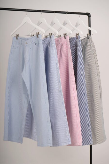 Wide leg gabardina rigida rayada "MACIEL" - Imagen 2