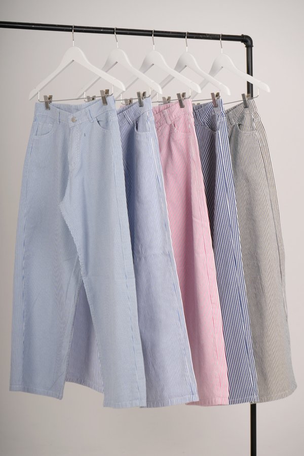 Wide leg gabardina rigida rayada "MACIEL"