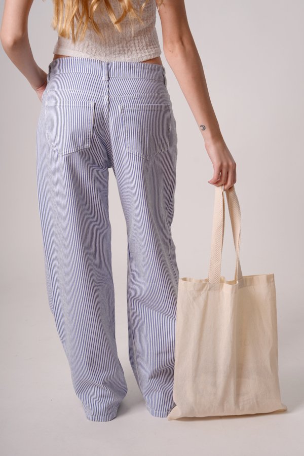 Wide leg gabardina rigida rayada "MACIEL"