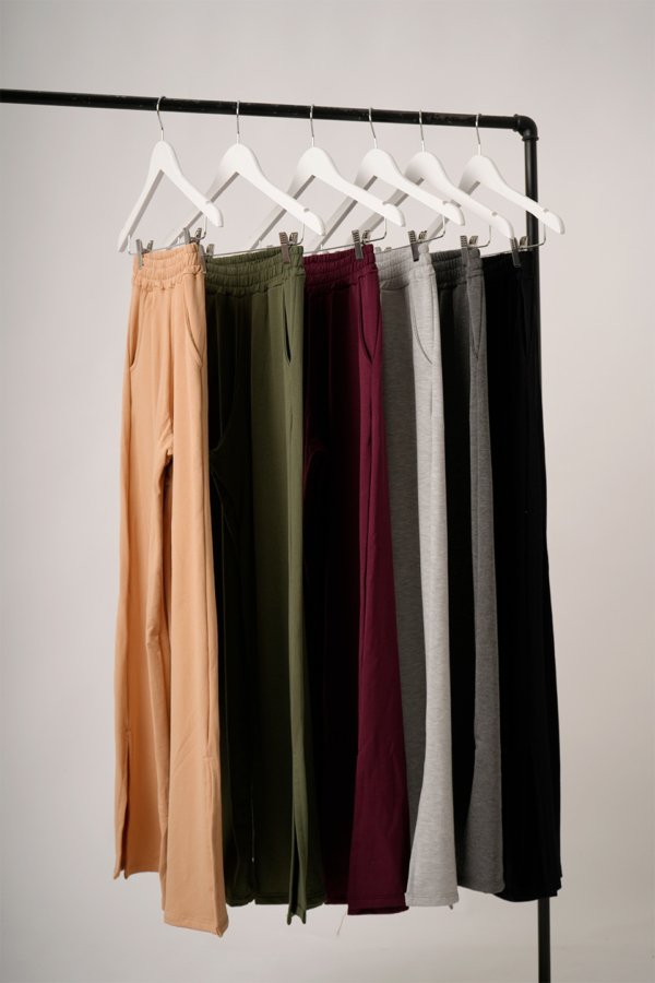 Palazzo wide leg rustico frizado con tajo "MAITE"