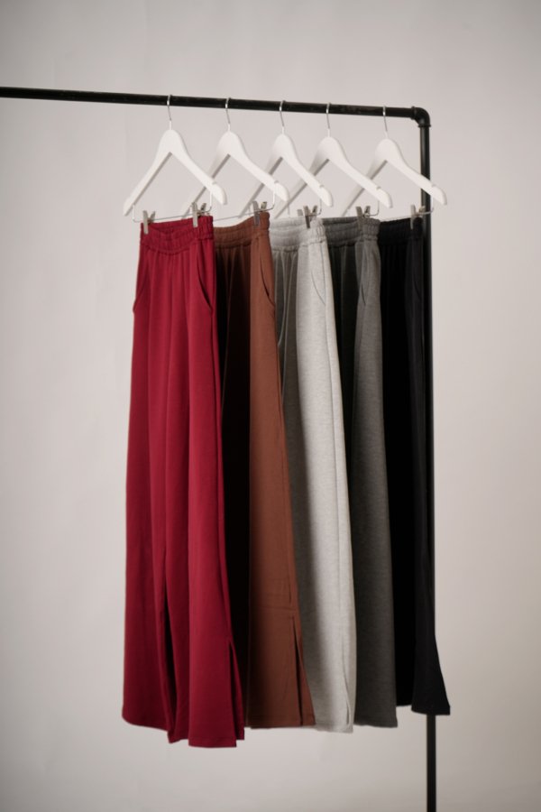 Palazzo wide leg rustico frizado con tajo "MAITE"