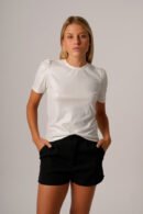 Remera morley foil brilloso con moño atras "MURA"