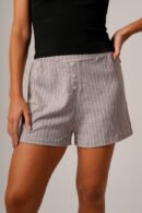 Short lino rayado con elastico y 3 botones "NERINA"
