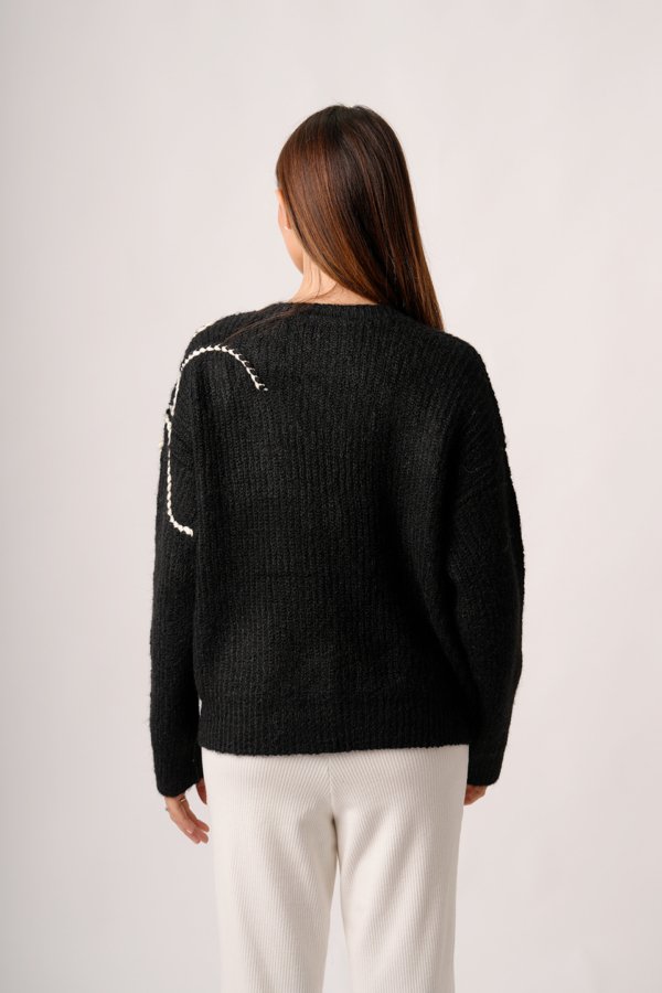 Sweater 2 flores con perlas "NICOLE"