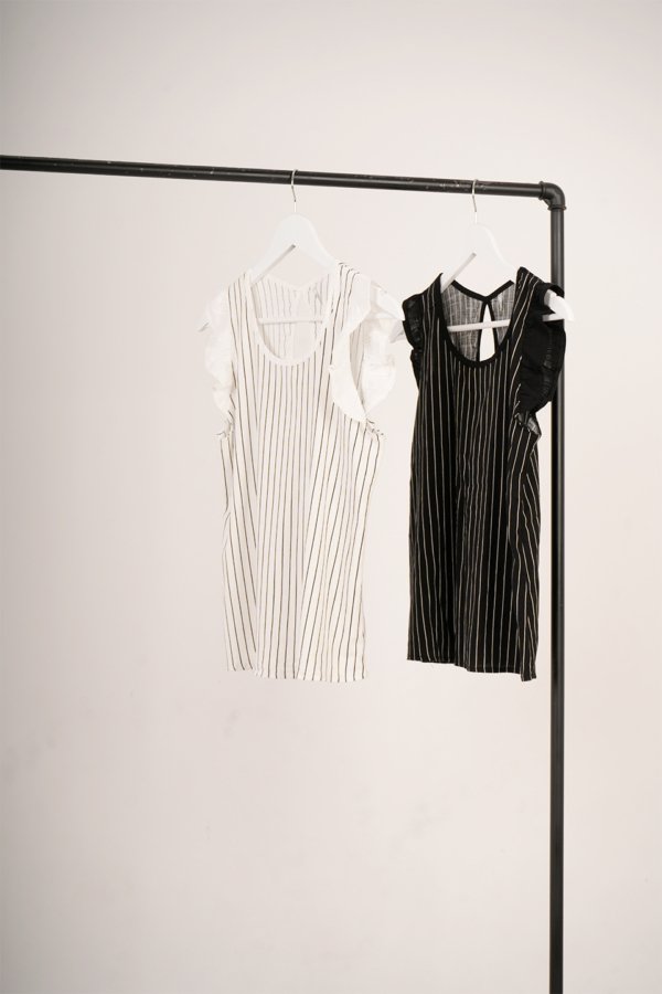 Musculosa lino rayado mangas lisas "NOLIA"