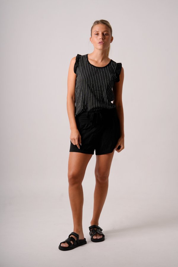 Musculosa lino rayado mangas lisas "NOLIA"