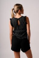 Musculosa lino rayado mangas lisas "NOLIA"