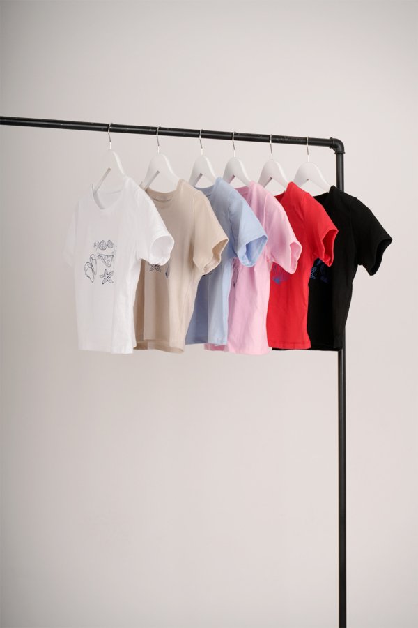 Remera corta algodon jersey peinado "PLAYA"