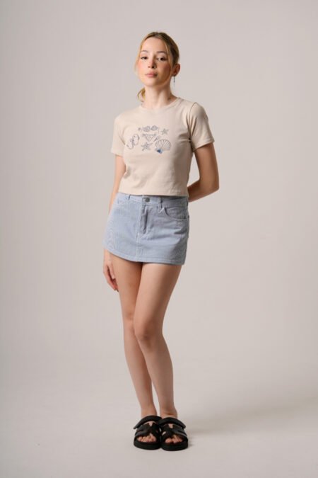 Remera corta algodon jersey peinado "PLAYA" - Imagen 3