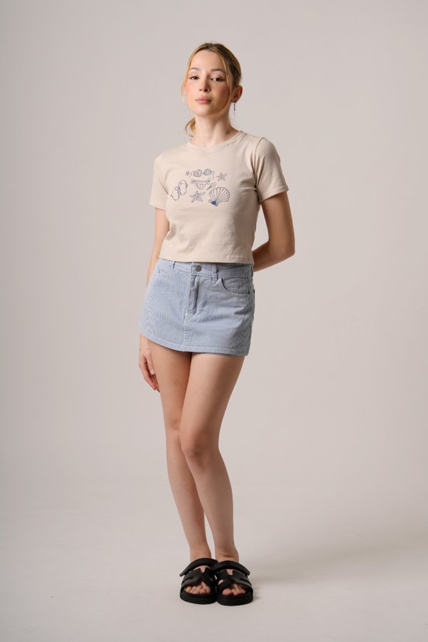 Remera corta algodon jersey peinado "PLAYA"