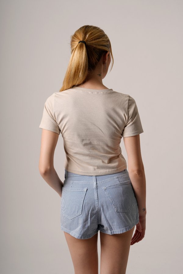 Remera corta algodon jersey peinado "PLAYA"