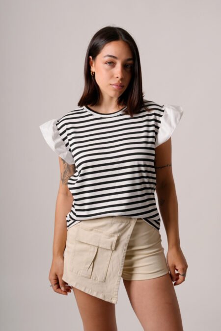 Musculosa merlina raya mediana mangas poplin "RALO"