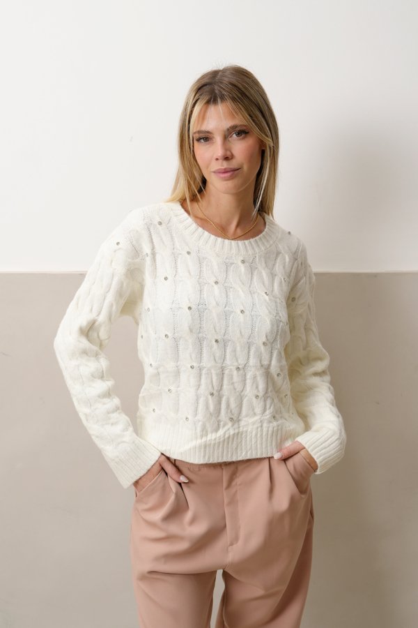 Sweater corto con tachas "SIDNEY"