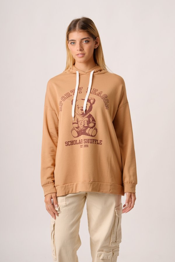 Maxibuzo rustico frizado con capucha "SPORTY"