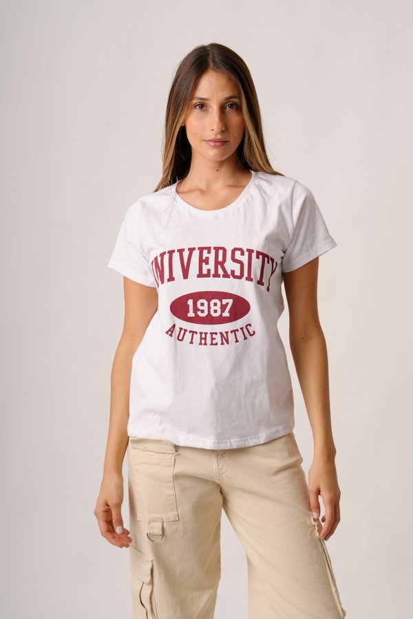 Remera manga corta jersey peinado "UNIVERSITY"