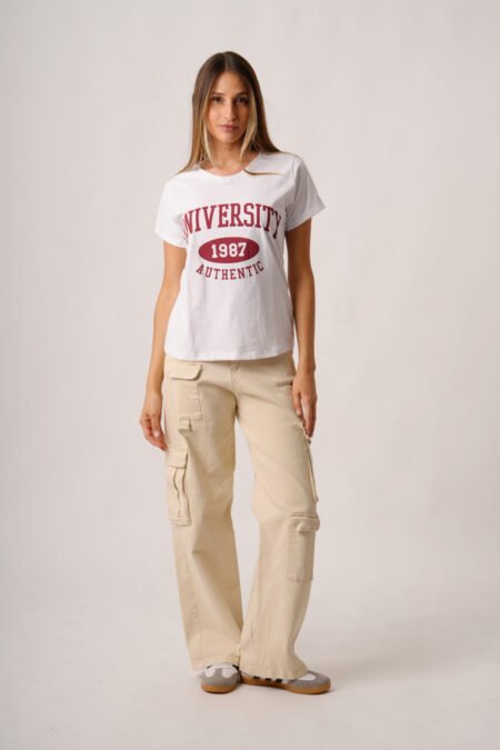 Remera manga corta jersey peinado "UNIVERSITY" - Imagen 3