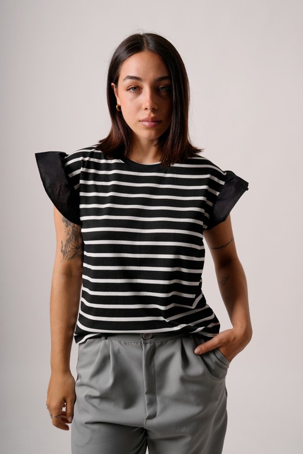 Musculosa merlina raya grueso mangas poplin "VEMBER"
