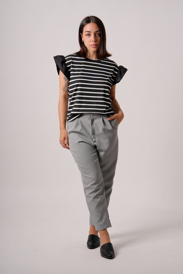 Musculosa merlina raya grueso mangas poplin "VEMBER"