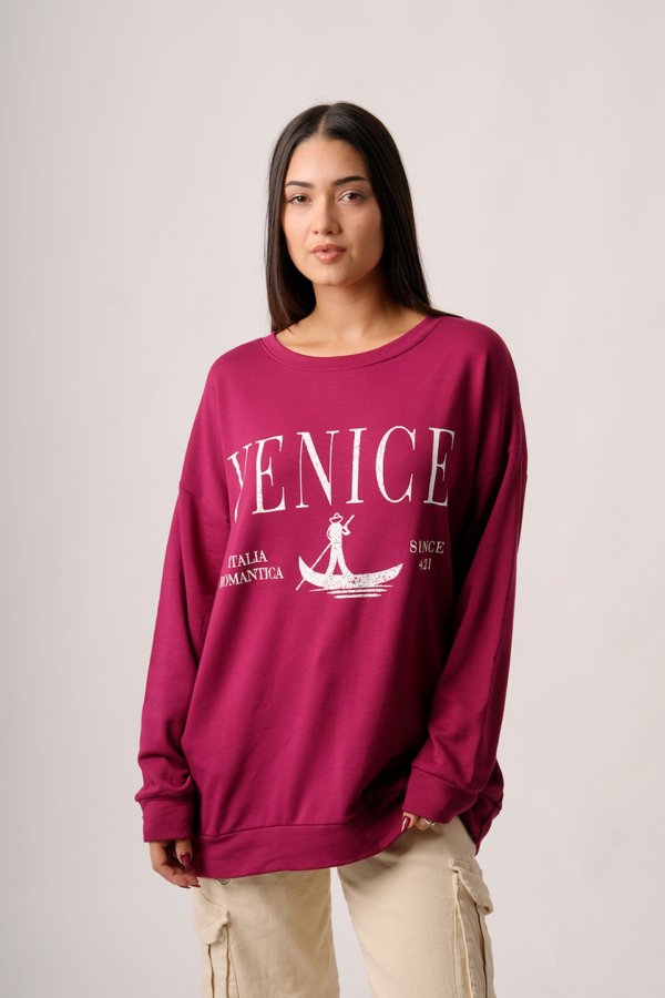 Maxibuzo rustico frizado cuello redondo "VENICE"